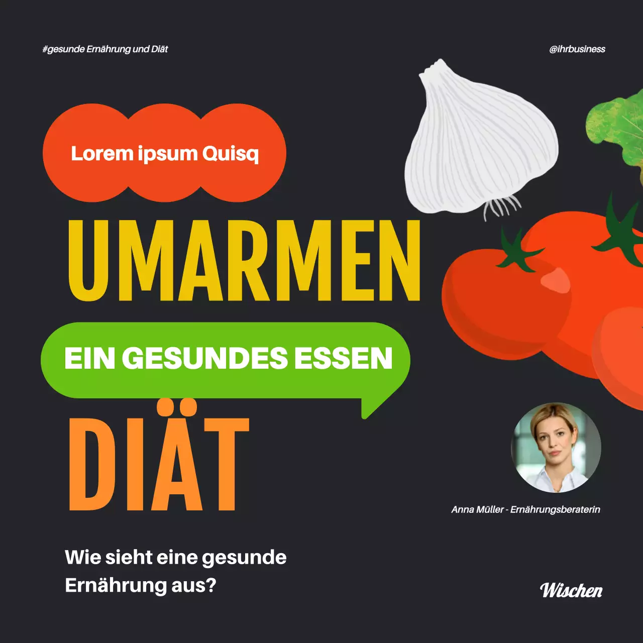 Orange Grün Geometrische Popart Gesunde Ernährung und Diät