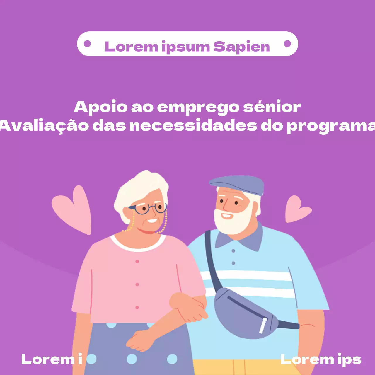 Um bonito anúncio de programa institucional em roxo e lilás