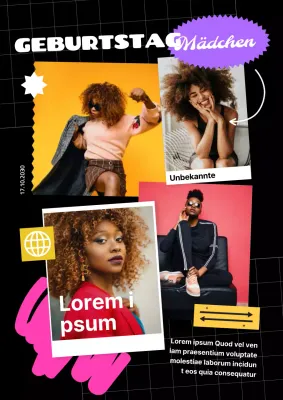 Lila Gelb Pop Moderner Geburtstagsgruß Fotocollage