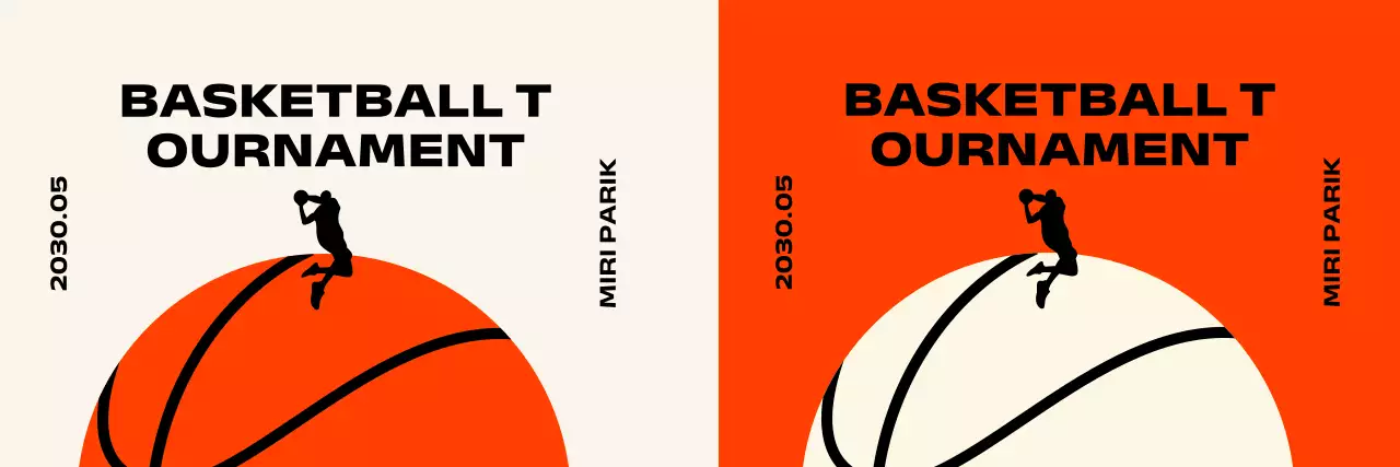 A basketball tournament with a simple design featuring basketball players and a basketball.