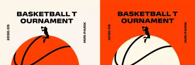 A basketball tournament with a simple design featuring basketball players and a basketball.