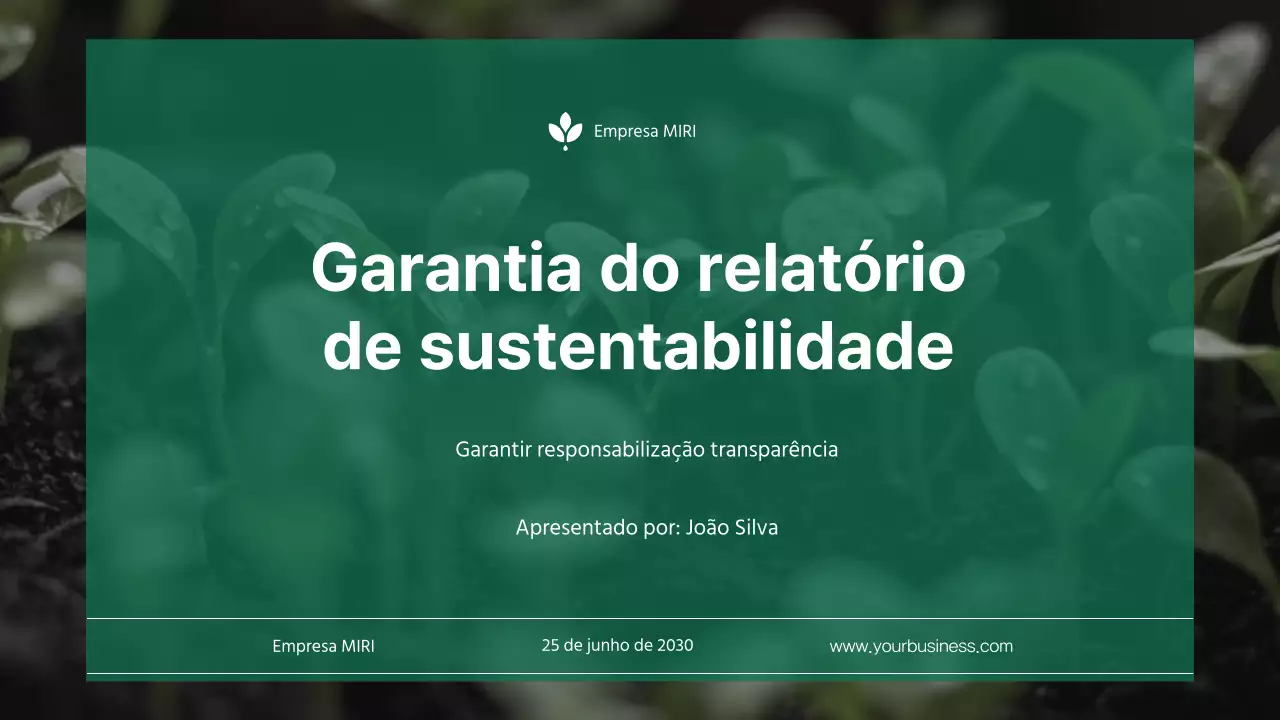 Relatório de Garantia de Sustentabilidade da Green Minimalist Company