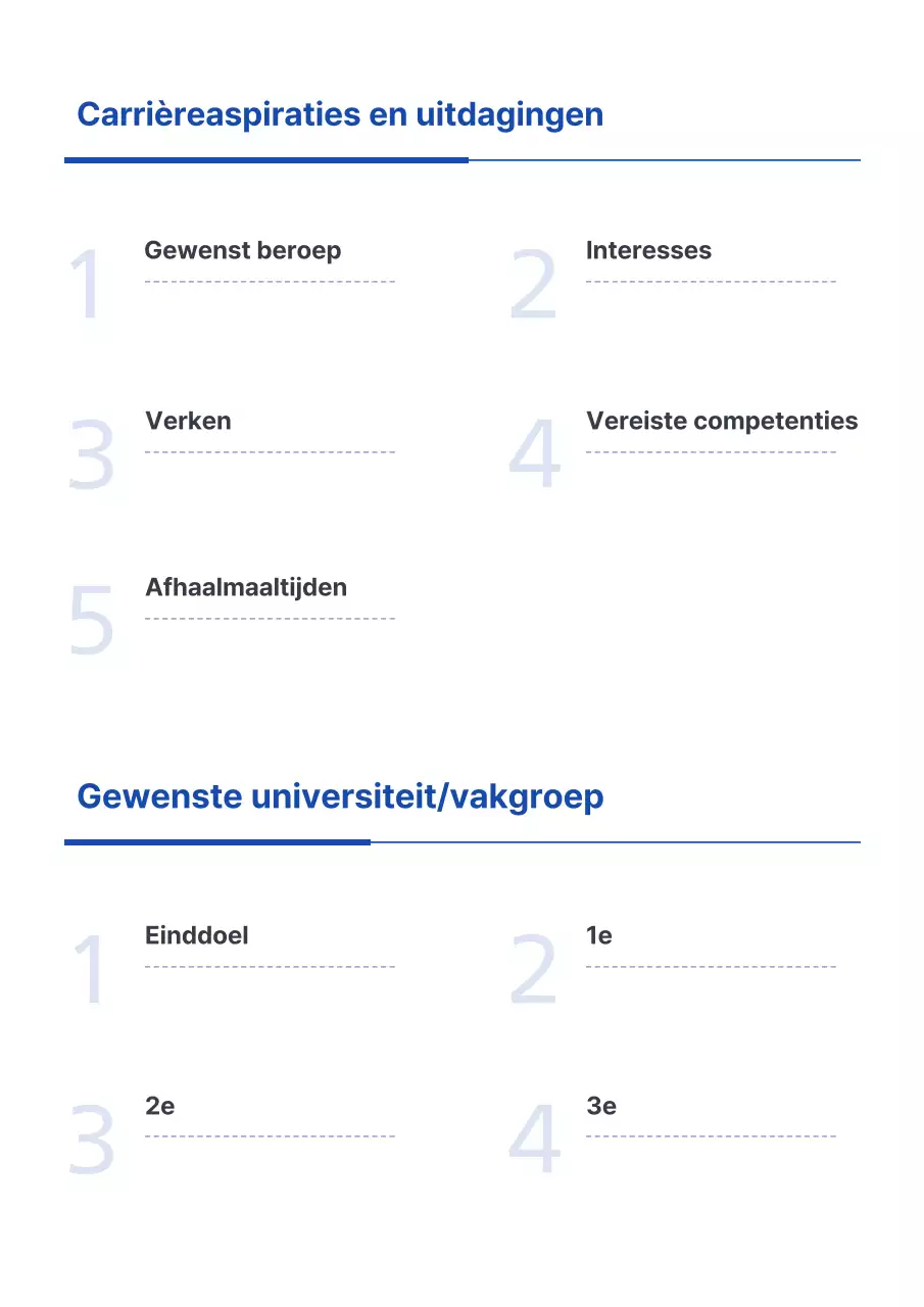 Een eenvoudige blauw-witte dagboekplanner
