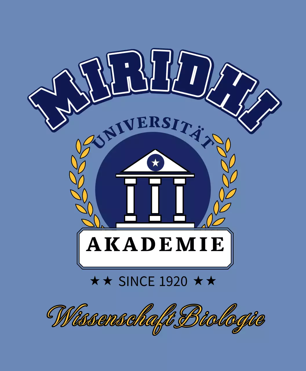 Universitäts-T-Shirt mit Universitätslogo und Lorbeerkranz-Illustration