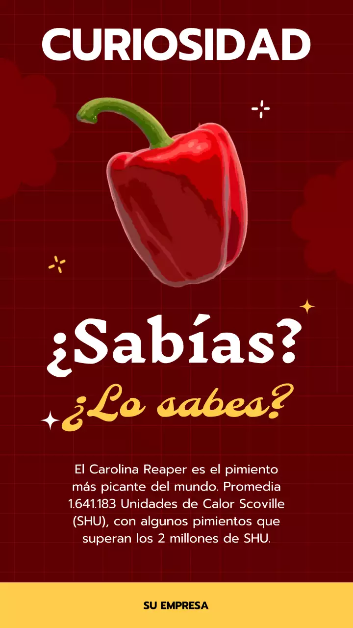 Publicidad de datos curiosos en rojo y amarillo