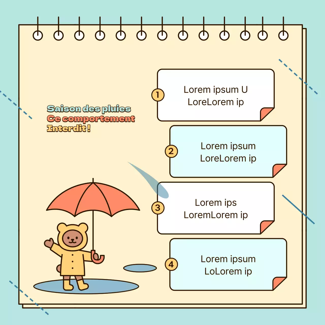 Conseils de sécurité pour la saison des pluies dans cette jolie ville jaune et bleu clair