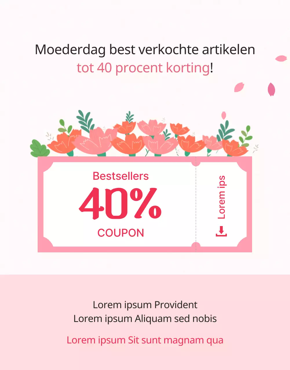 Schattige Moederdag advertentie in roze en ivoor