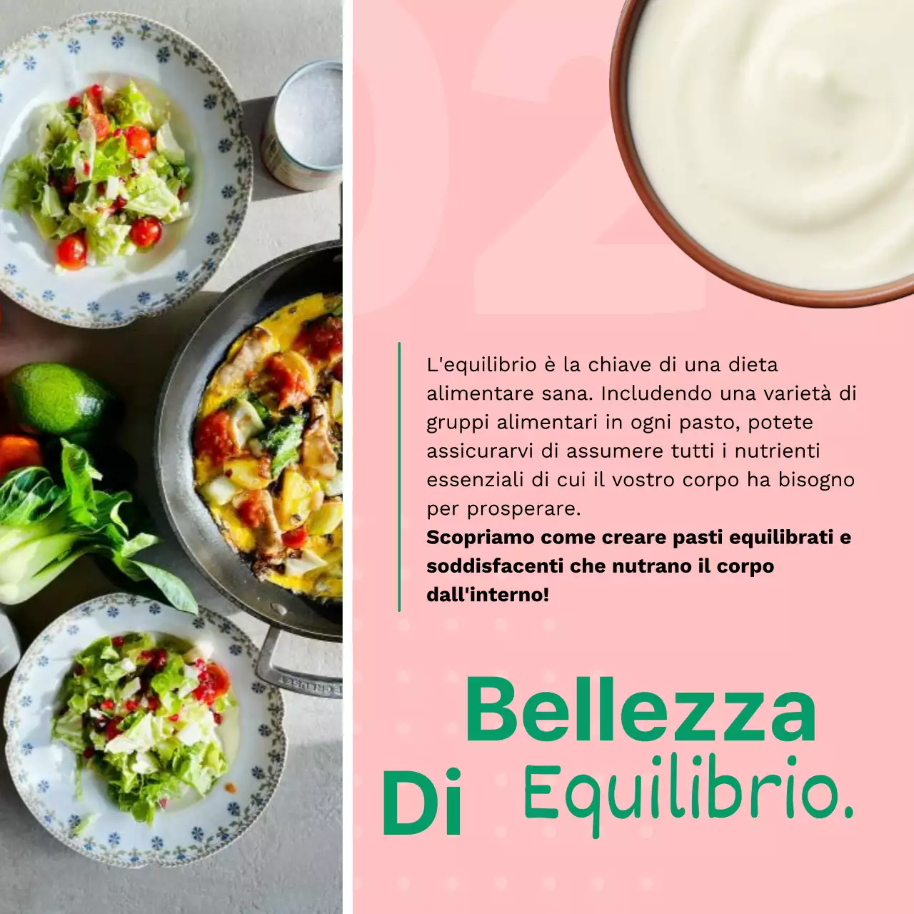 Pubblicità verde e rosa per alimenti freschi e sani