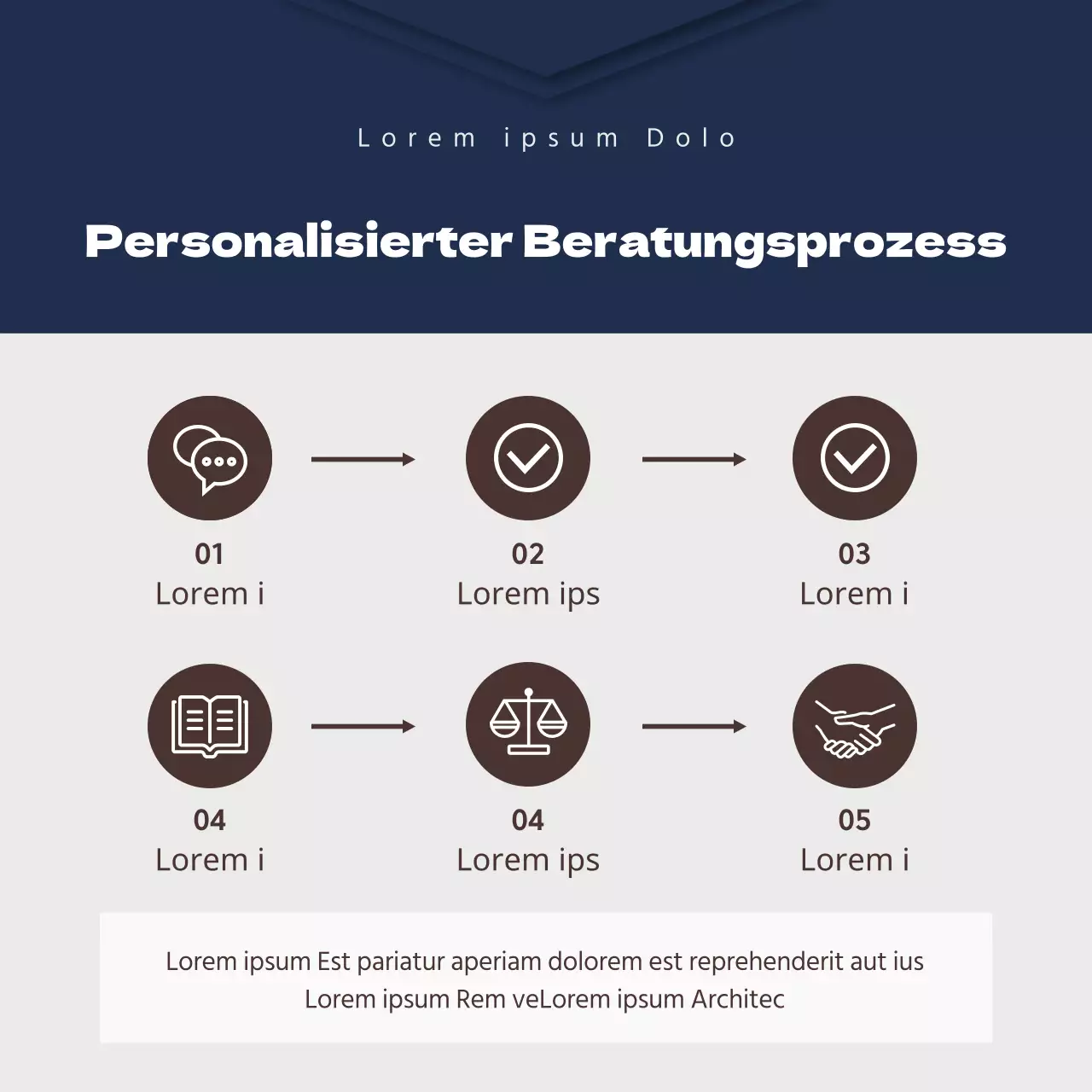 Ein einfacher Kanzleiposten in Marineblau und Braun