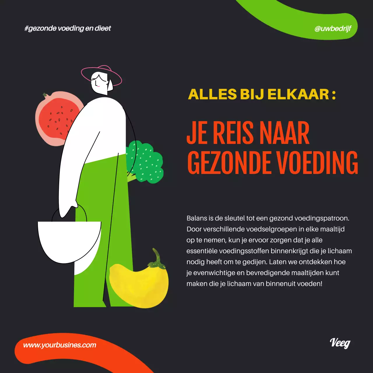 Oranje Groen Geometrisch Popart Gezond Eten En Dieet