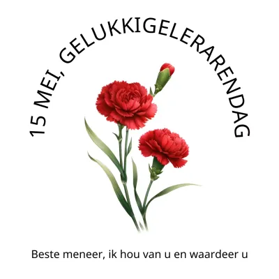 Een eenvoudig bedankbriefje voor lerarendag in rood en zwart