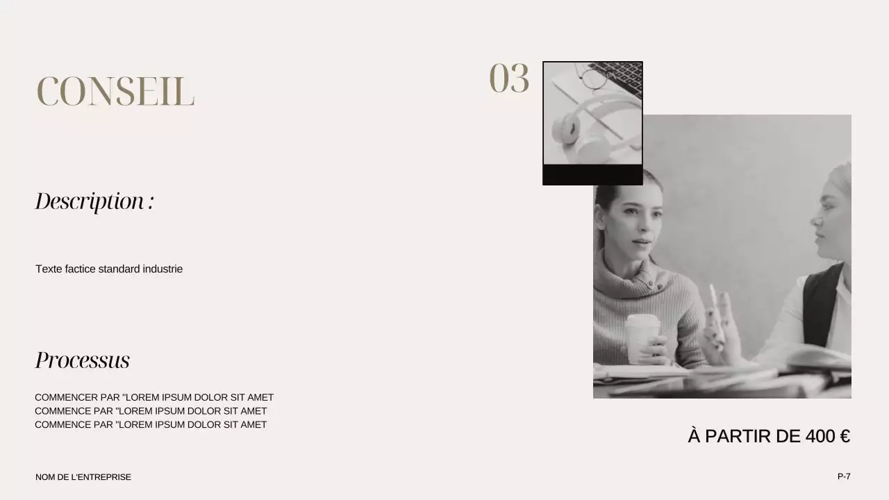 Ivory Khaki Black Modern Elegant Présentation de l'entreprise