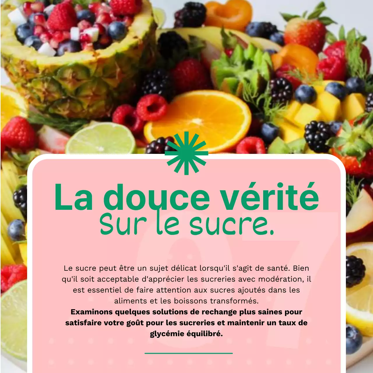 Publicité pour les aliments frais et sains, verts et roses