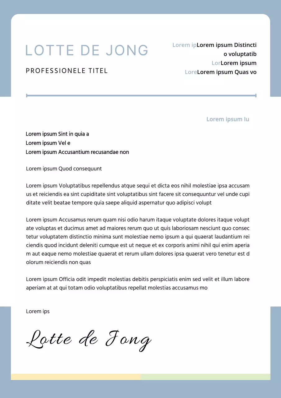 Indigoblauw eenvoudig sollicitatiebrief