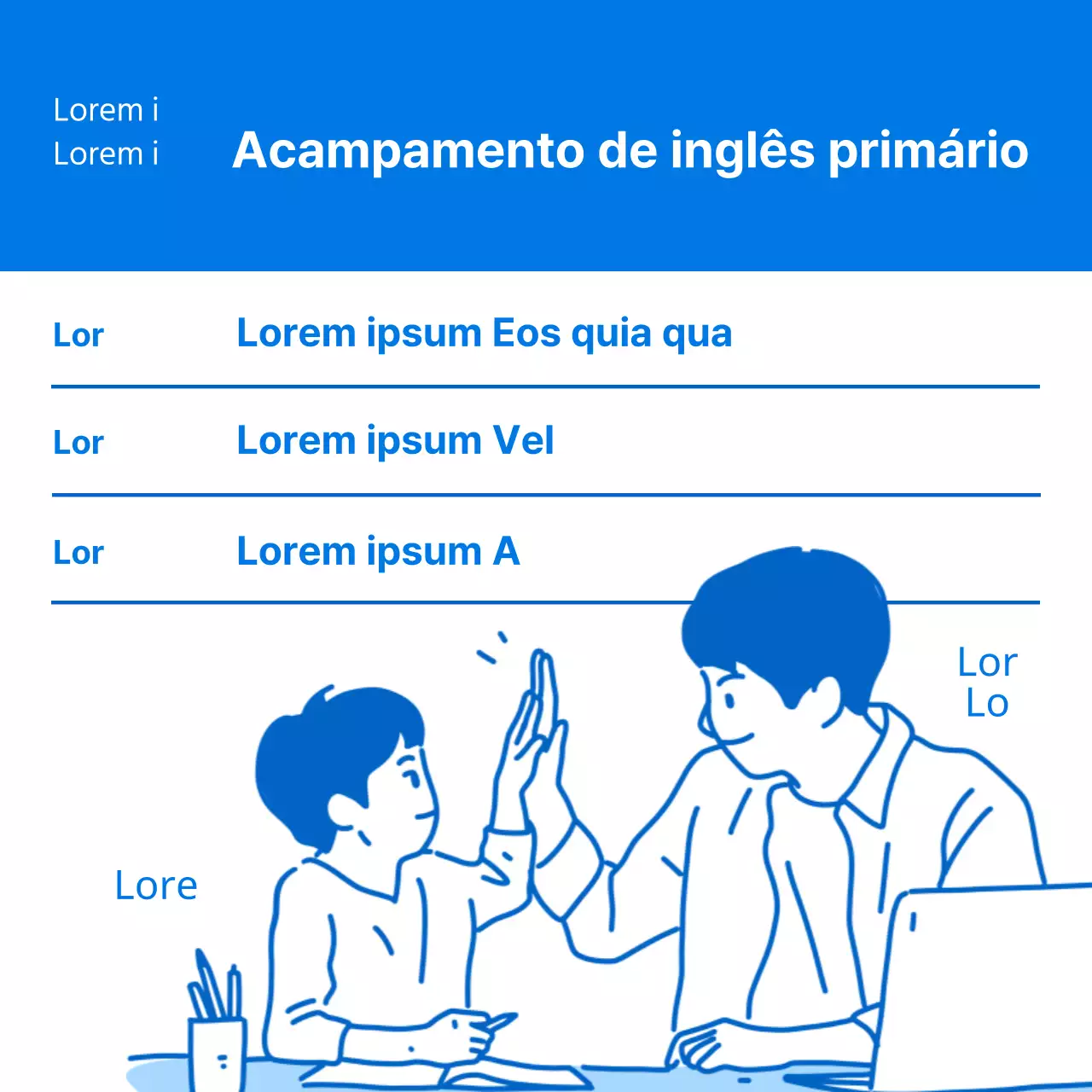 Promover o Campo de Inglês Simples da Blue para crianças do ensino primário