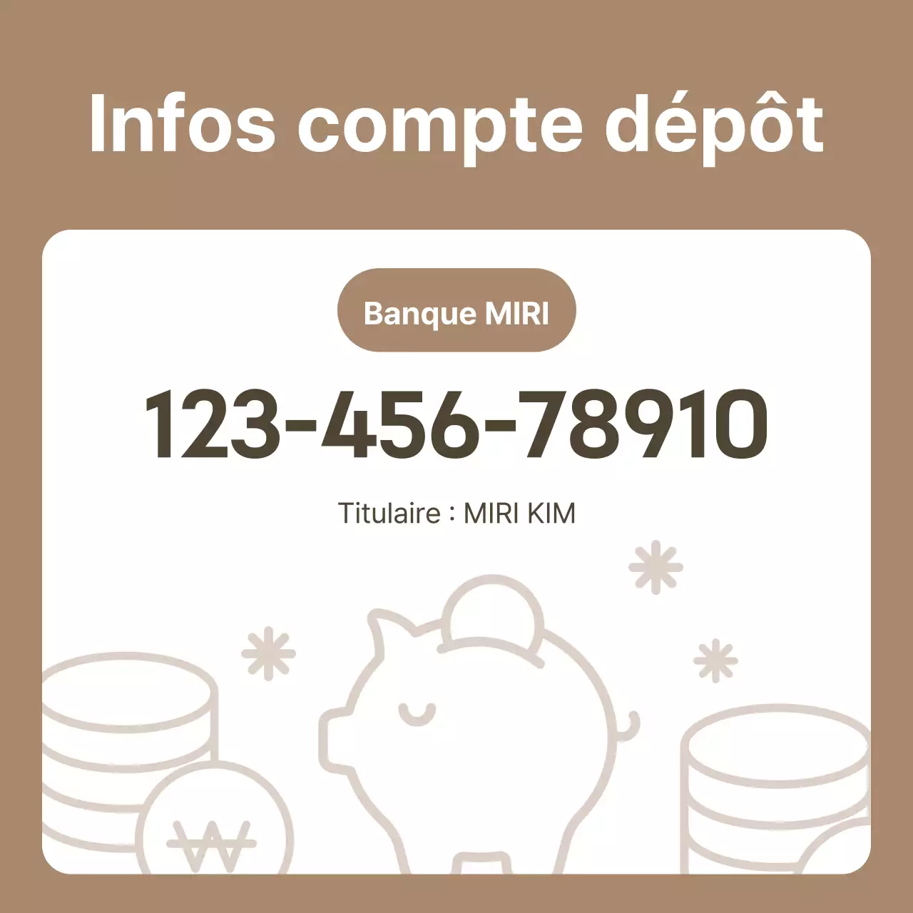 Annonce d'un compte de dépôt brun et simple