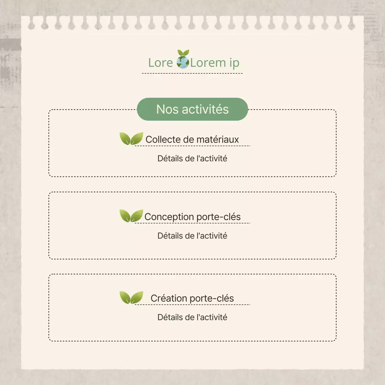 Guide du programme de recyclage Natural Style en vert et en beige