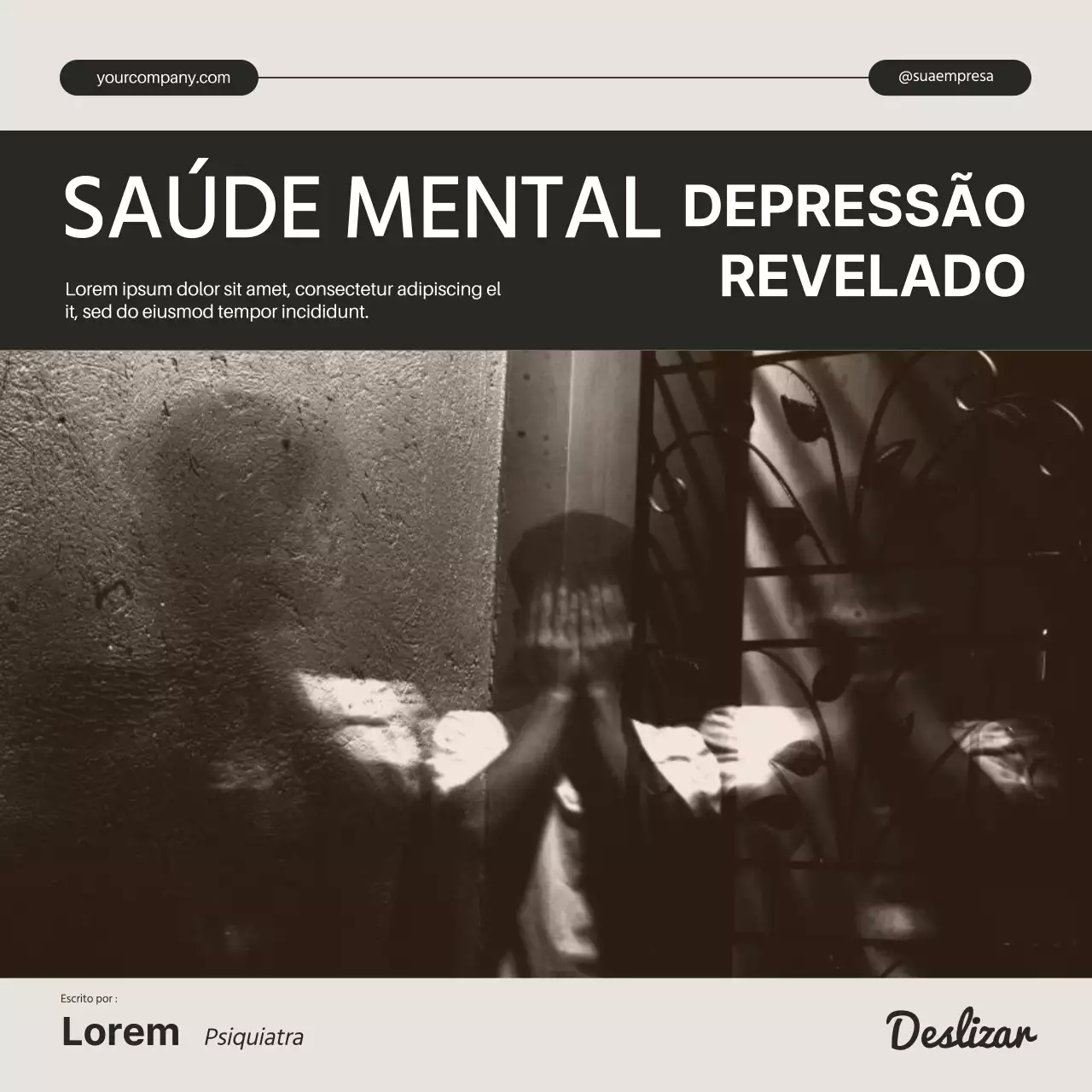 Ivory Black and White Minimal Mental Health Depression Campanha revelada