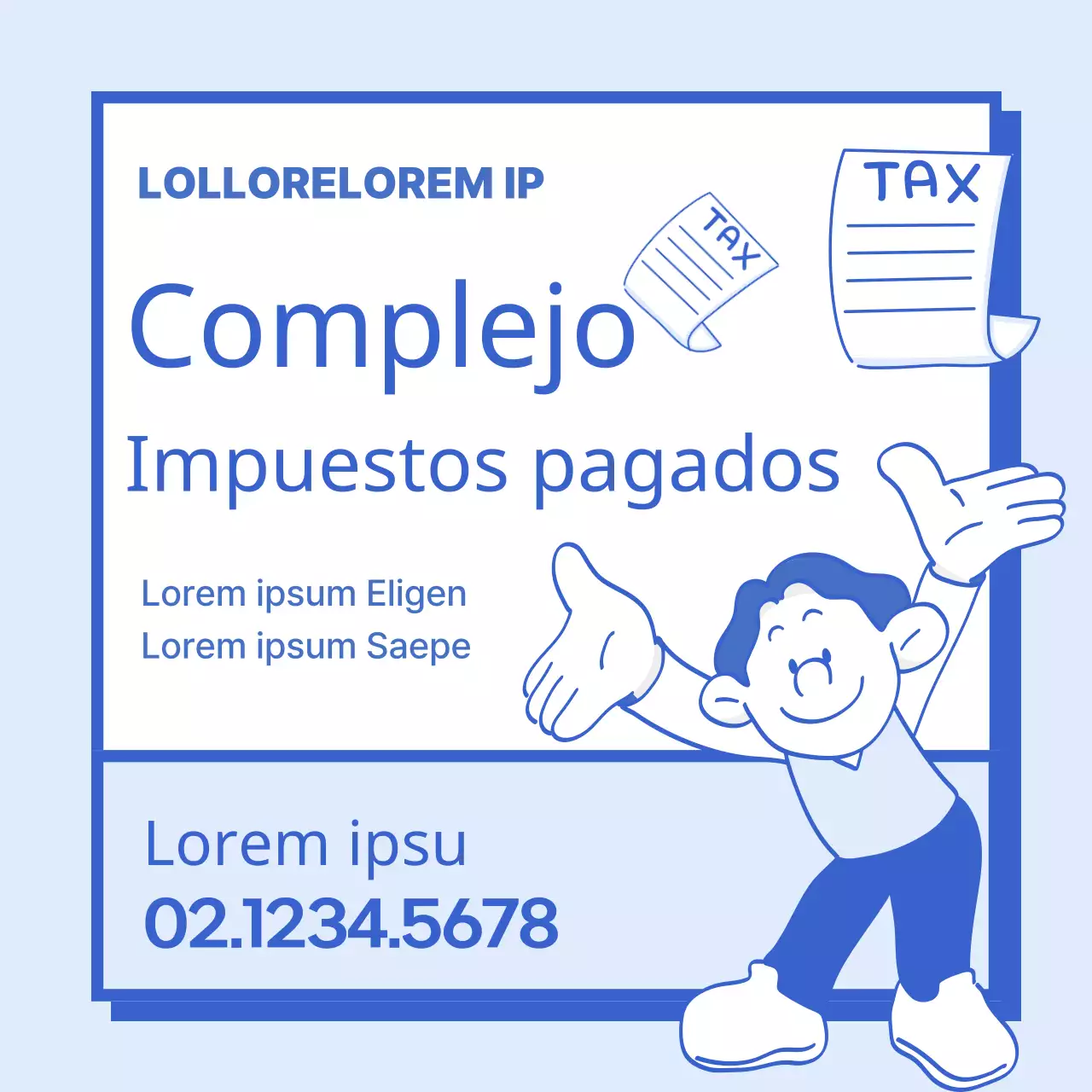 Instrucciones sencillas de pago de la declaración de la renta en azul y azul claro