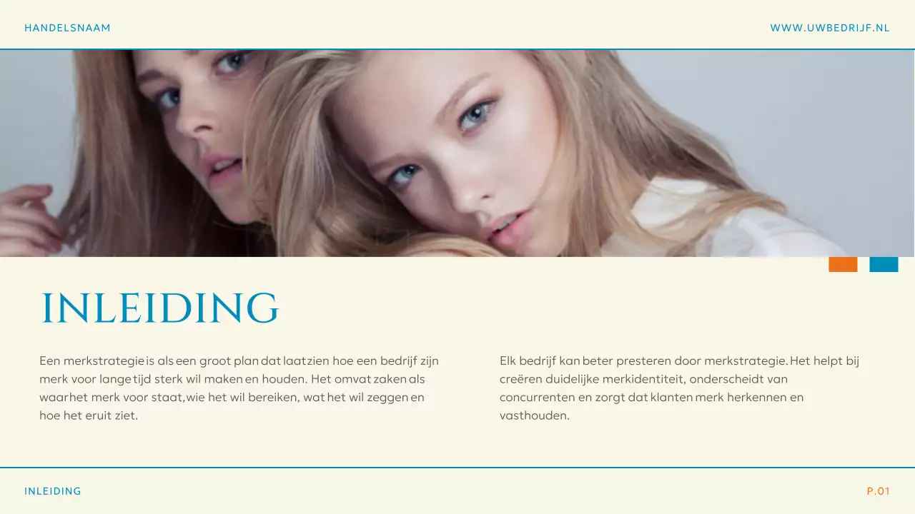 Blauw Oranje Eenvoudig Modern Merkstrategieplan