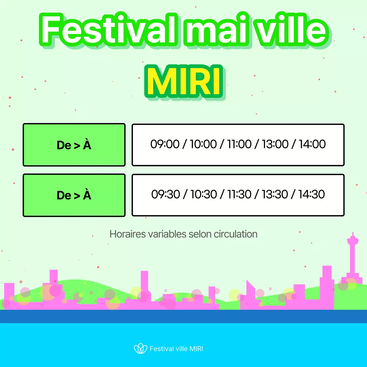 Prospectus de festival kitsch en vert et jaune