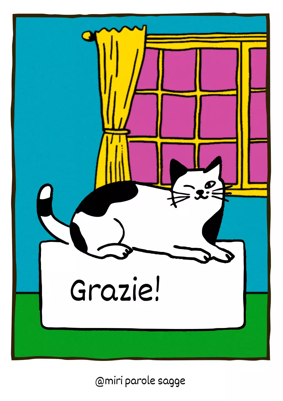 Pubblicare un'illustrazione a fumetti di un simpatico gatto in verde e azzurro