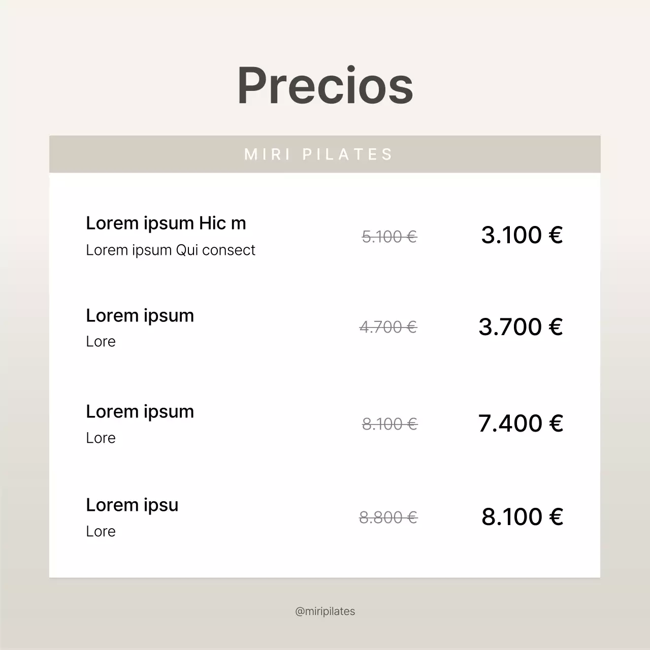 Promoción de precios rebajados en Pilates moderno en beige y marfil