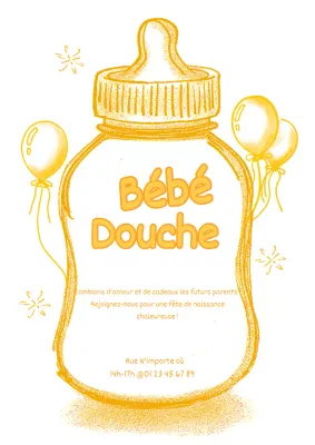 Invitation à la baby shower en jaune
