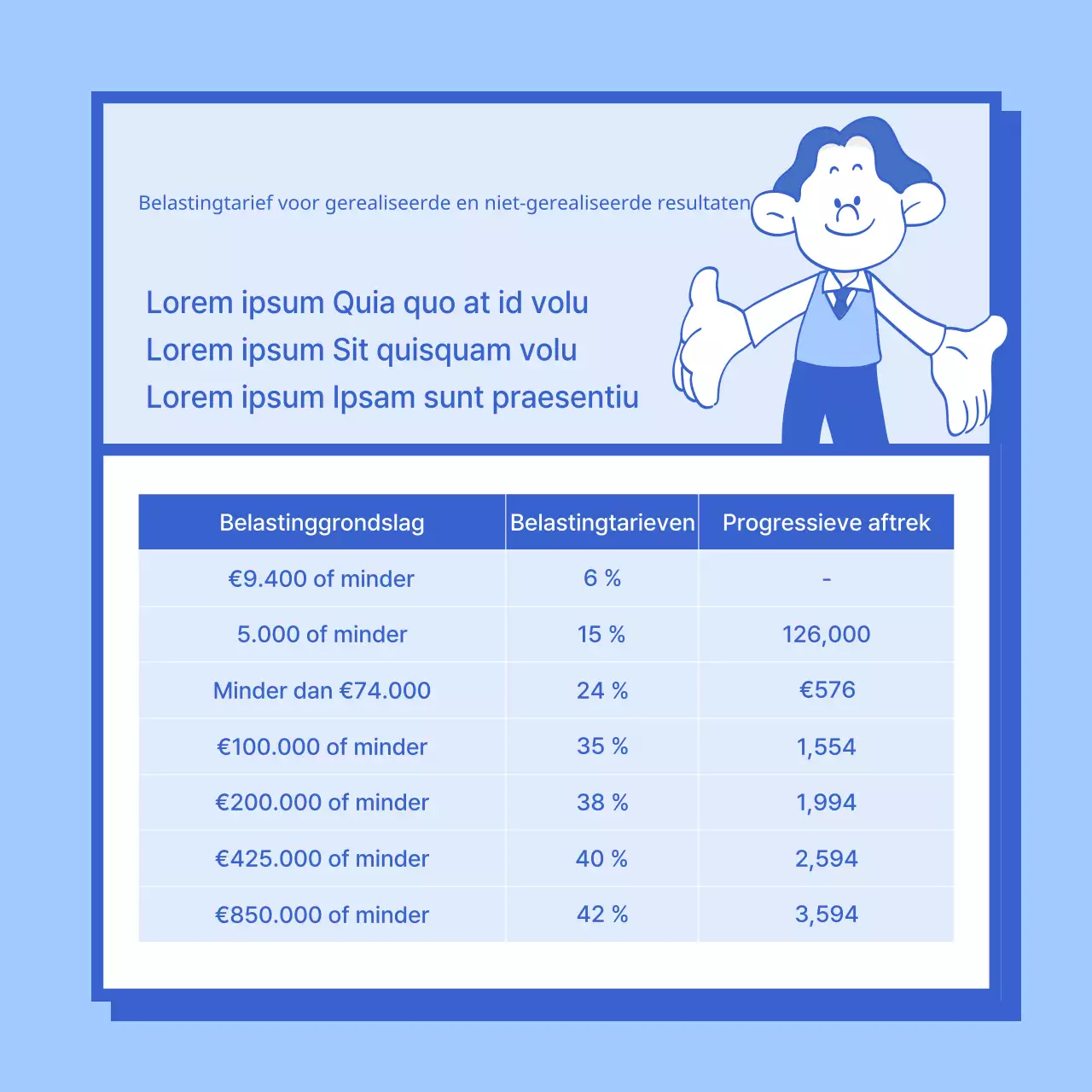 Eenvoudige blauwe en lichtblauwe instructies voor het betalen van de belastingaangifte