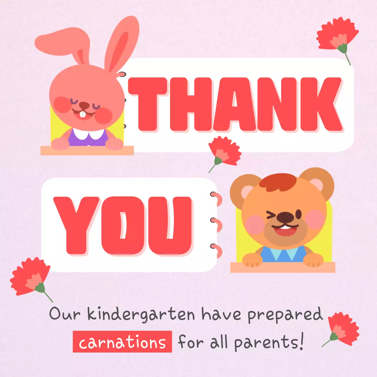 핫핑크색의 아기자기한 어버이날 카네이션 행사 게시글