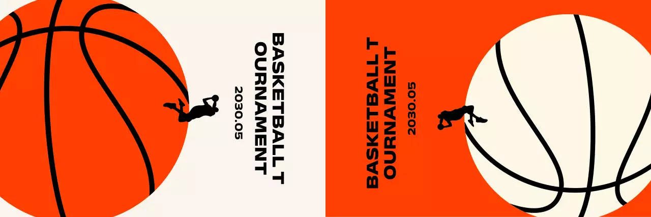 A basketball tournament with a simple design featuring basketball players and a basketball.