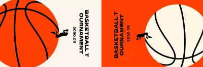 A basketball tournament with a simple design featuring basketball players and a basketball.