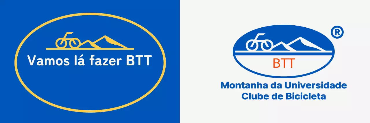 Clube de ciclismo de montanha com um tipo de logótipo simples com montanhas e bicicletas