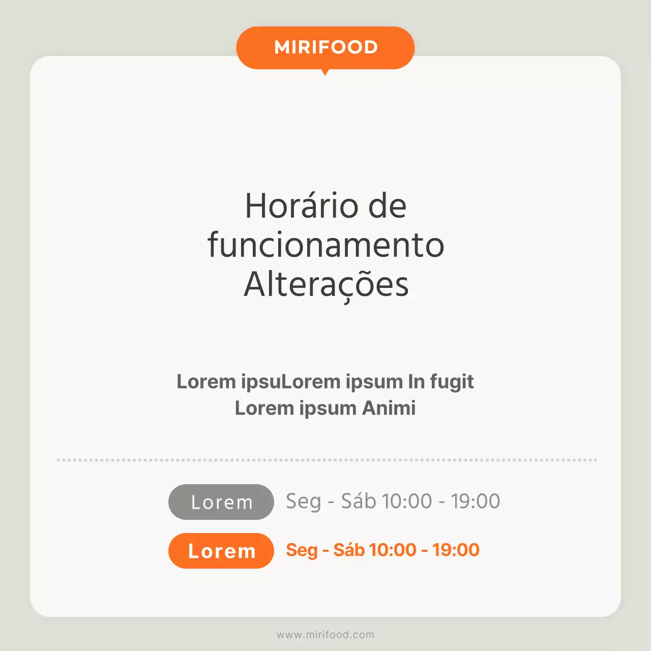 Simplesmente branco e cor de laranja para anunciar alterações ao horário de funcionamento