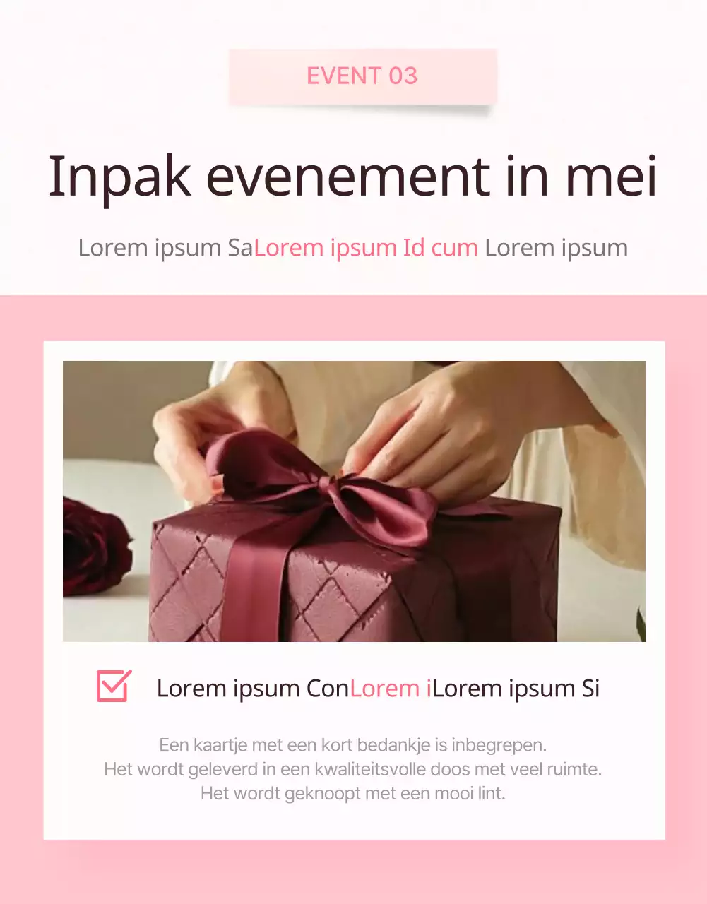 Schattige Moederdag advertentie in roze en ivoor