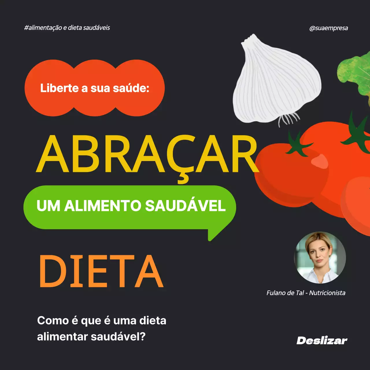 Popart geométrico verde-laranja Alimentação saudável e dieta