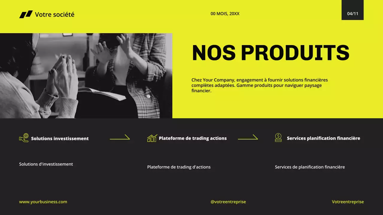 Jaune Noir Minimal Moderne Profil d'entreprise pour la présentation de l'entreprise