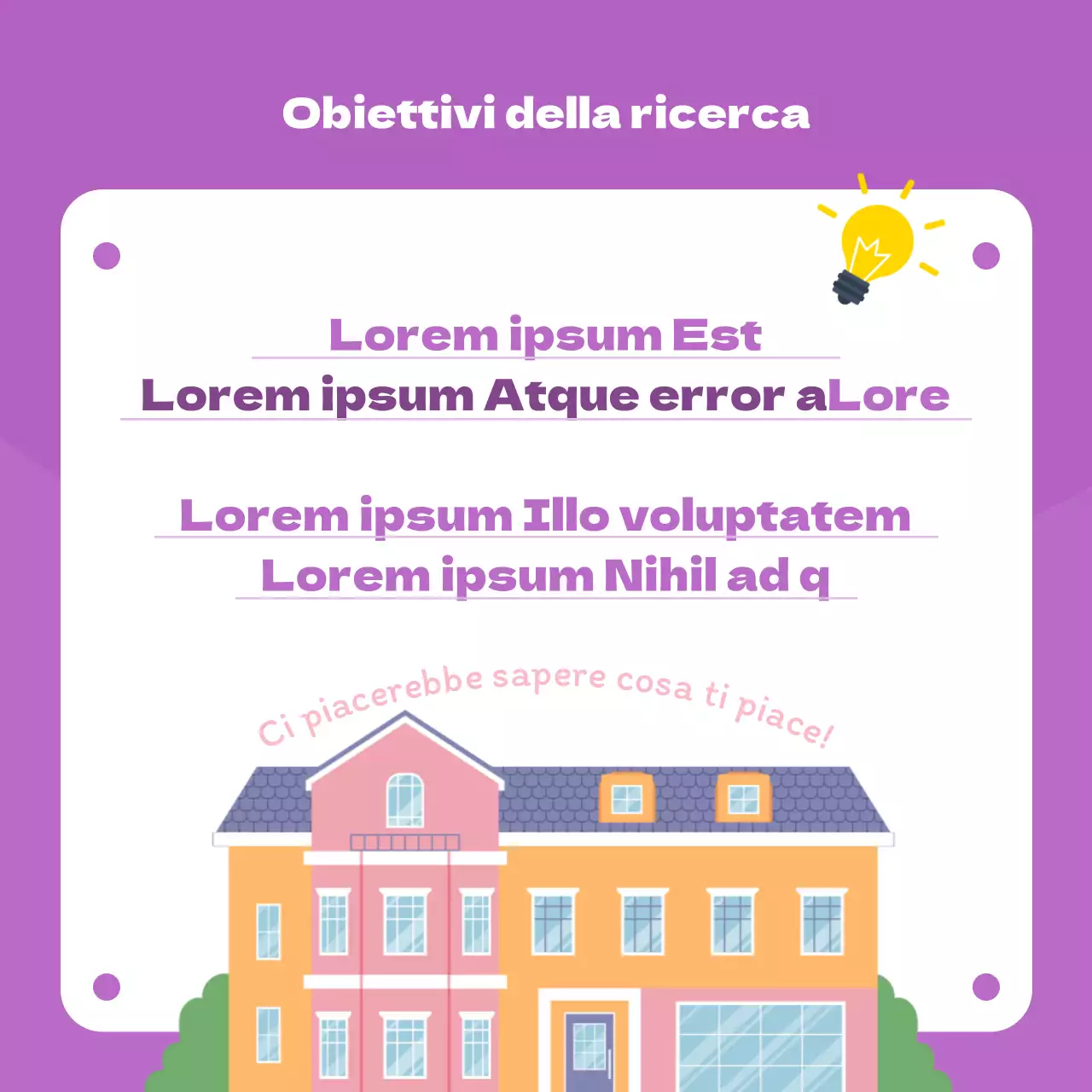 Un grazioso annuncio di programma istituzionale in viola e malva