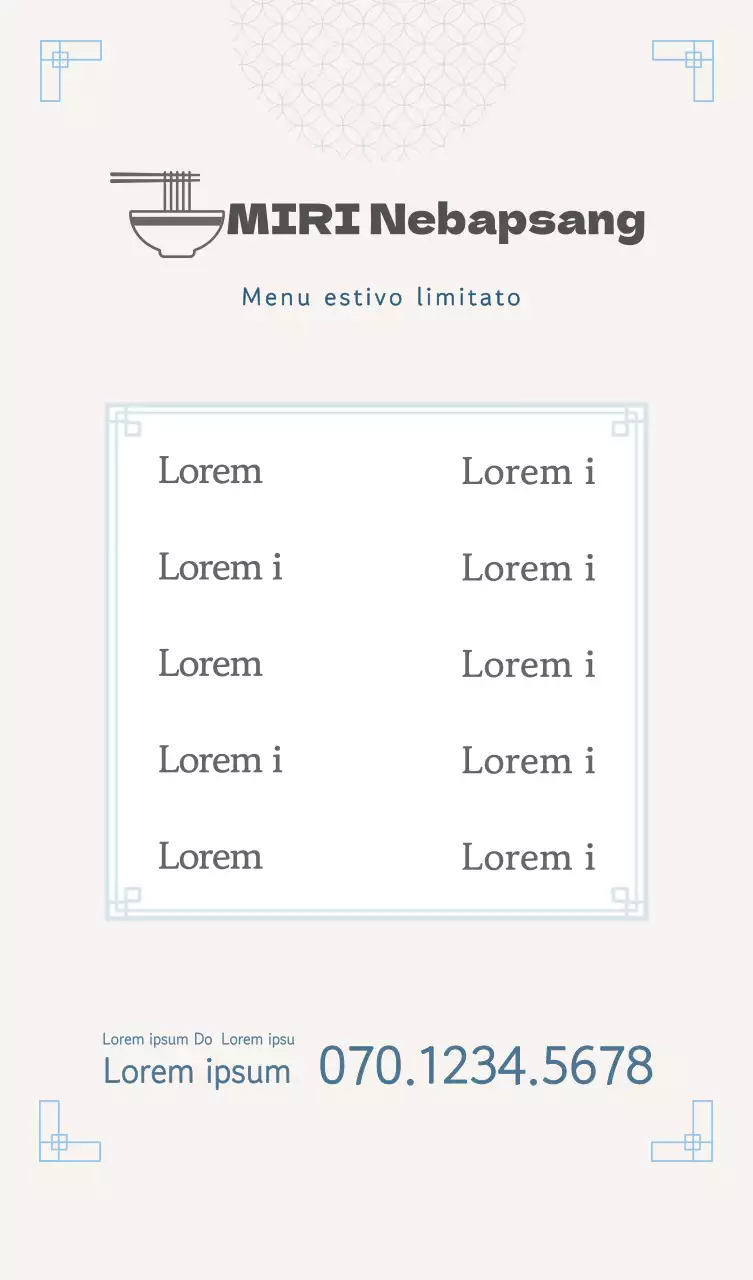 Informazioni sul menu estivo Stand POP A