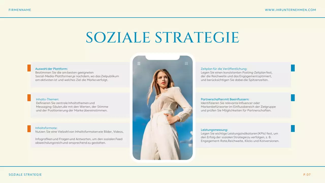 Blau Orange Einfacher moderner Markenstrategieplan