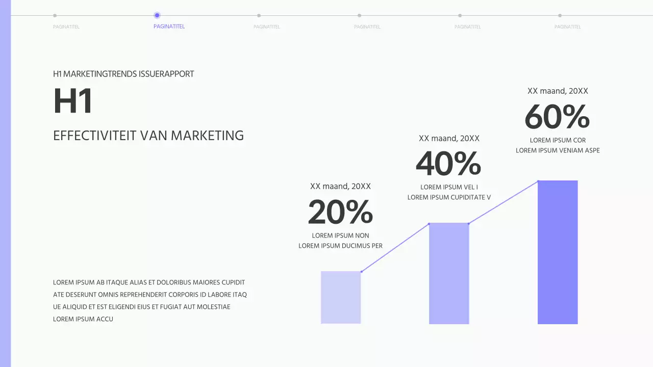 Eenvoudig trendrapport over marketingkwesties in paars en zwart