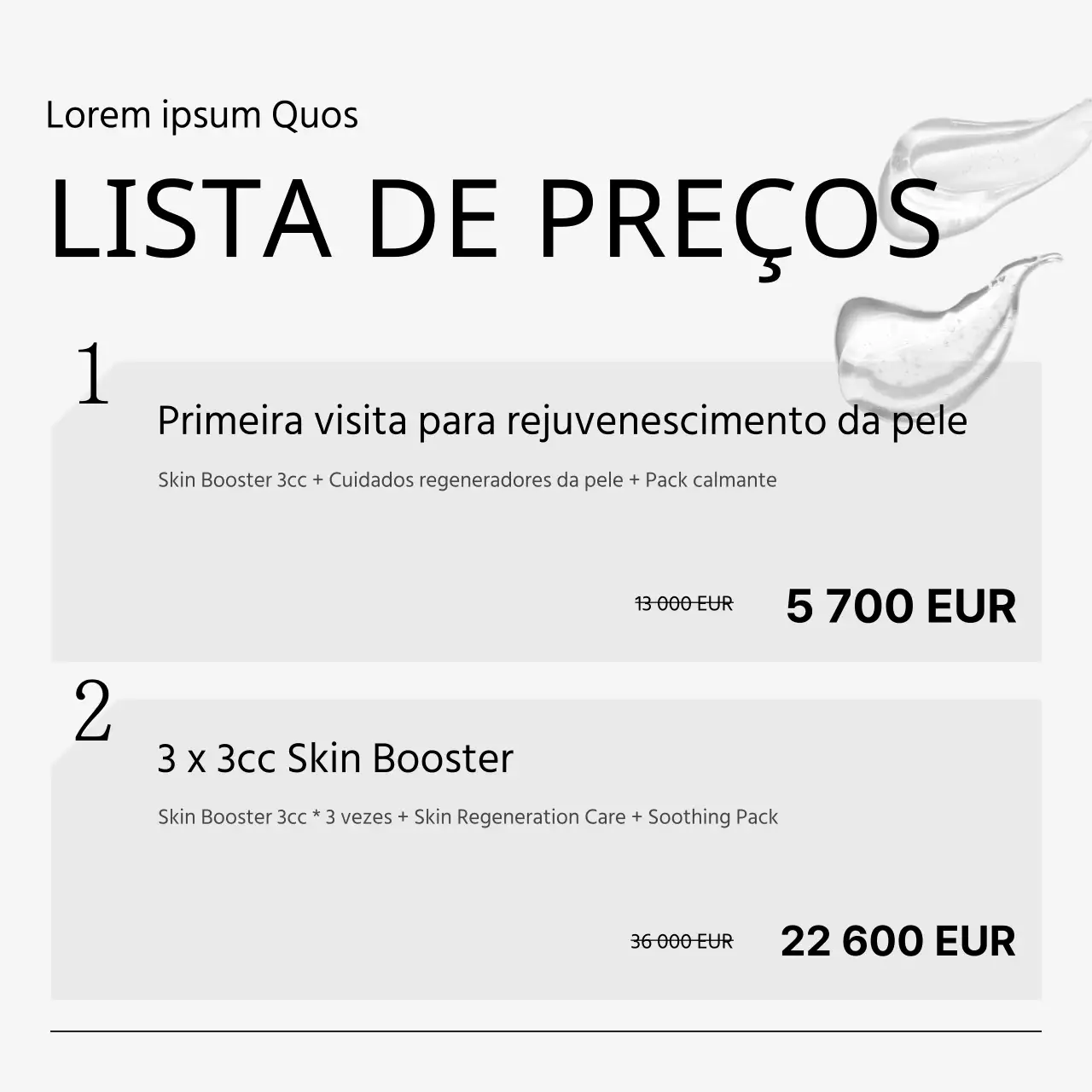 Procedimento de marketing hospitalar preços com desconto em eventos para promover um consultório dermatológico simples, branco e azul claro