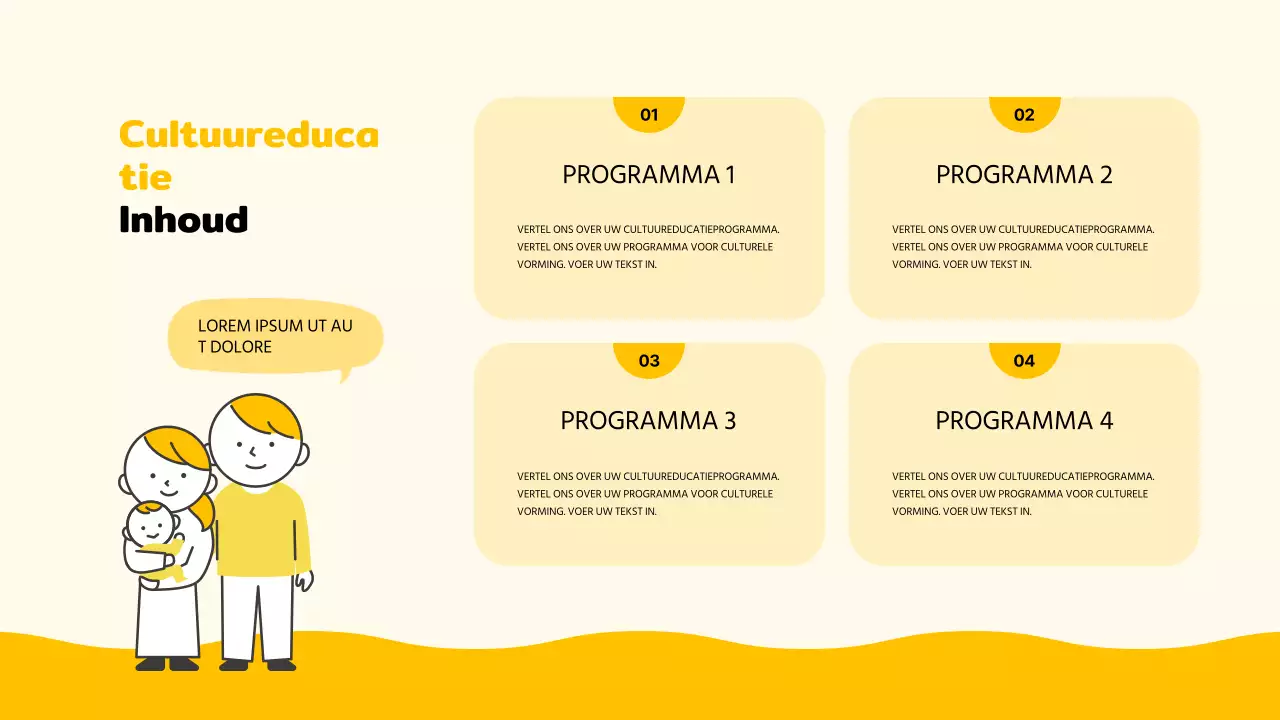 Eenvoudige gele en zwarte familiecultuur programmaplanner