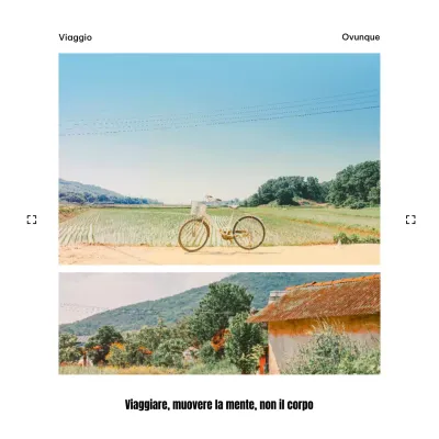 Annuncio fotografico minimalista con sentimenti e foto di viaggio in bianco e azzurro