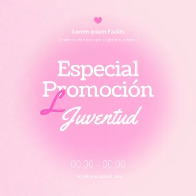 Promocione un bonito descuento en rosa y blanco