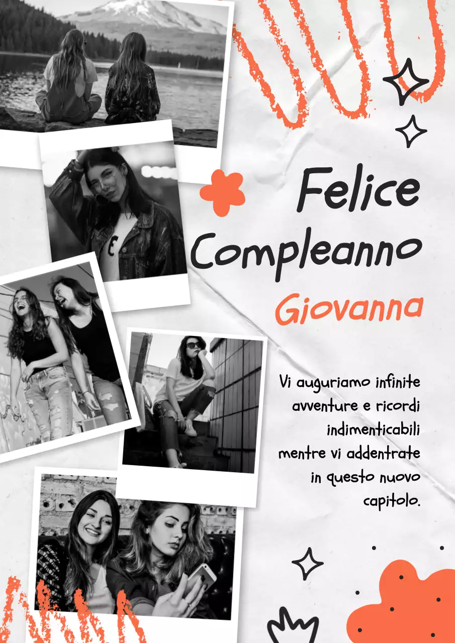 Arancione nero moderno di base Collage di foto di compleanno