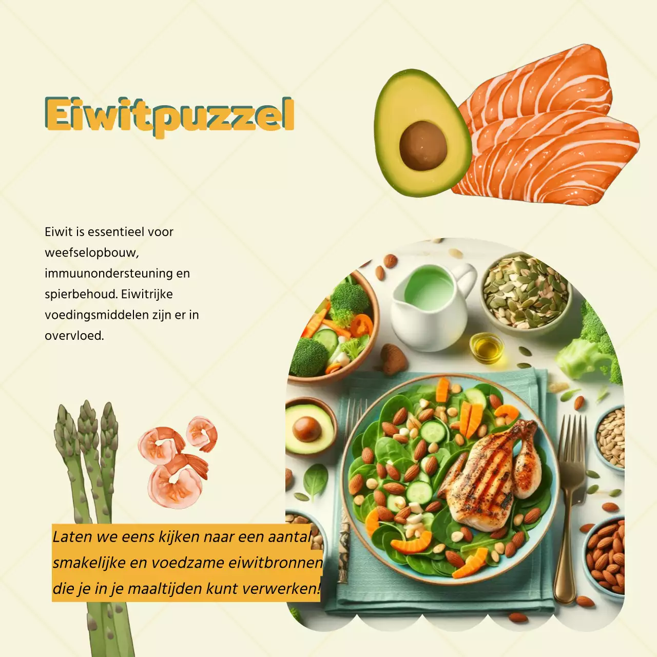 Groen en Geel Modern Gezond Eten & Dieet Publiciteit