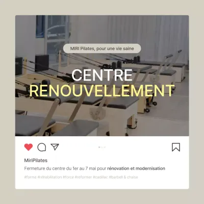 Modern Pilates en beige et jaune annonce de flux marketing sur les médias sociaux