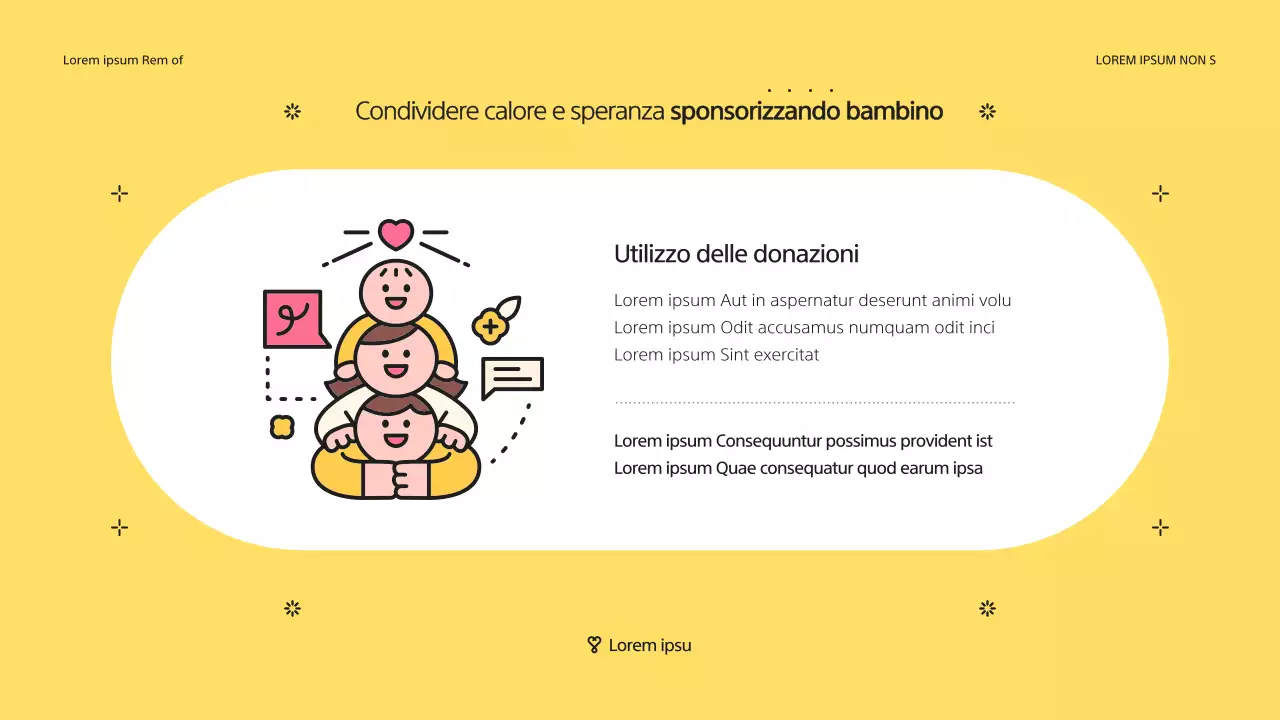 Proposta di sponsorizzazione di bambini gialli e grigi per la Fondazione Welfare