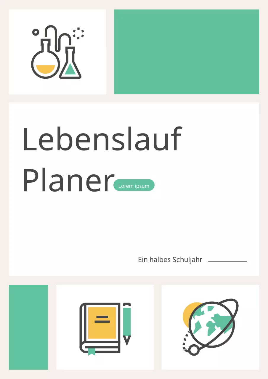 Süßer gelber und mintfarbener Schuljournalplaner